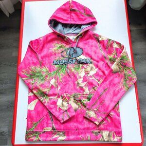 Mossy Oak pull on hoodie women's size M pink camo kangaroo pocket